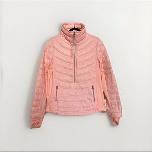 Calvin Klein Duck Down Puffer Jacket Pink Peach Tall Neck Women’s Size M